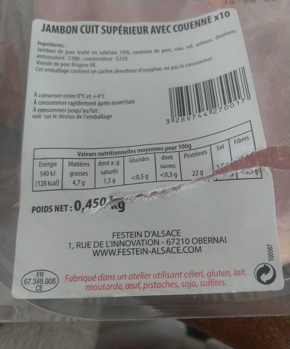 Charcuterie de la Vallée de la Bruche JB CUIT SUP AC X10 CR598 packshot