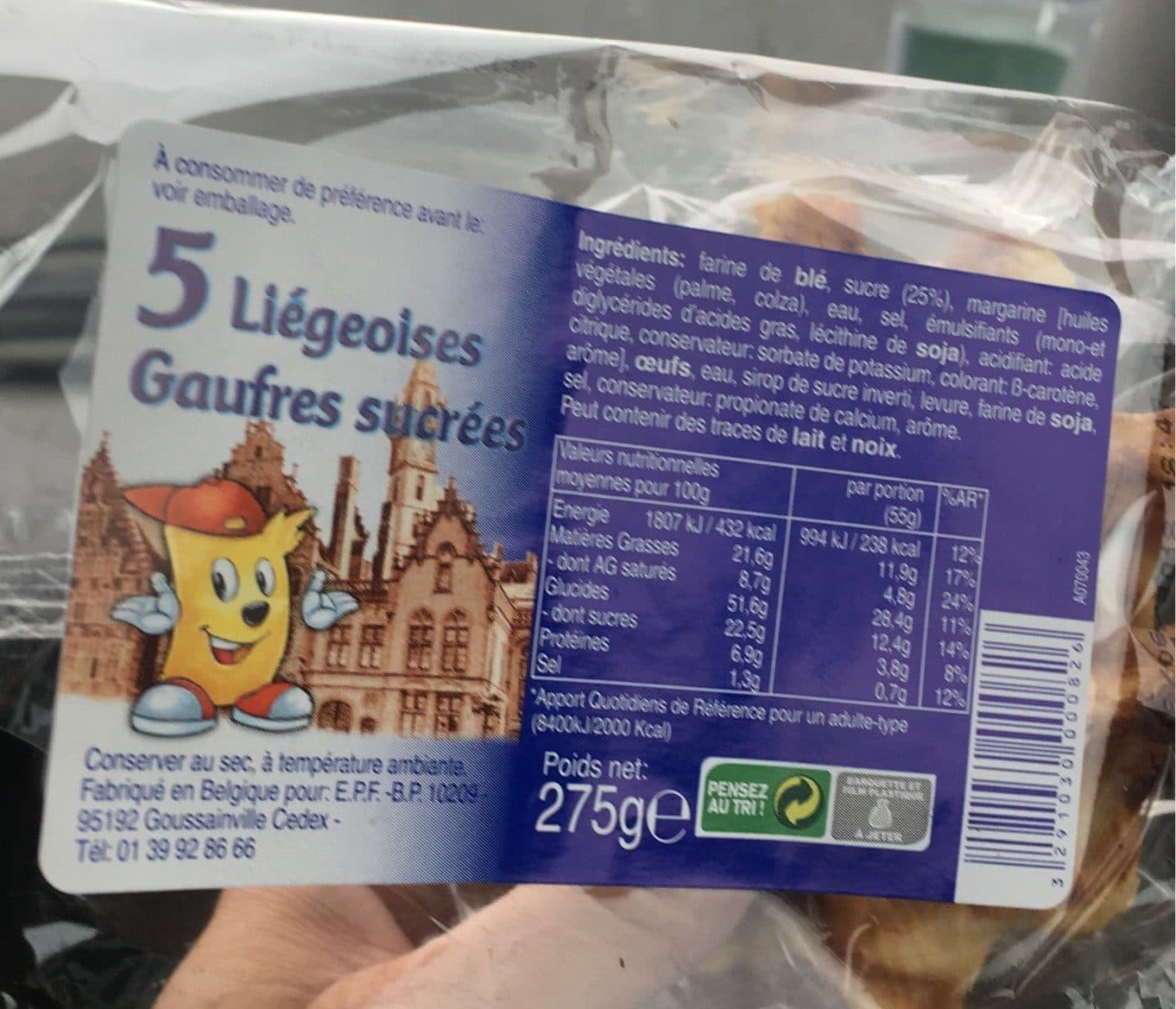 Entrepôt de Produits Frais 5 Gaufres Liégeoises Sucrées packshot