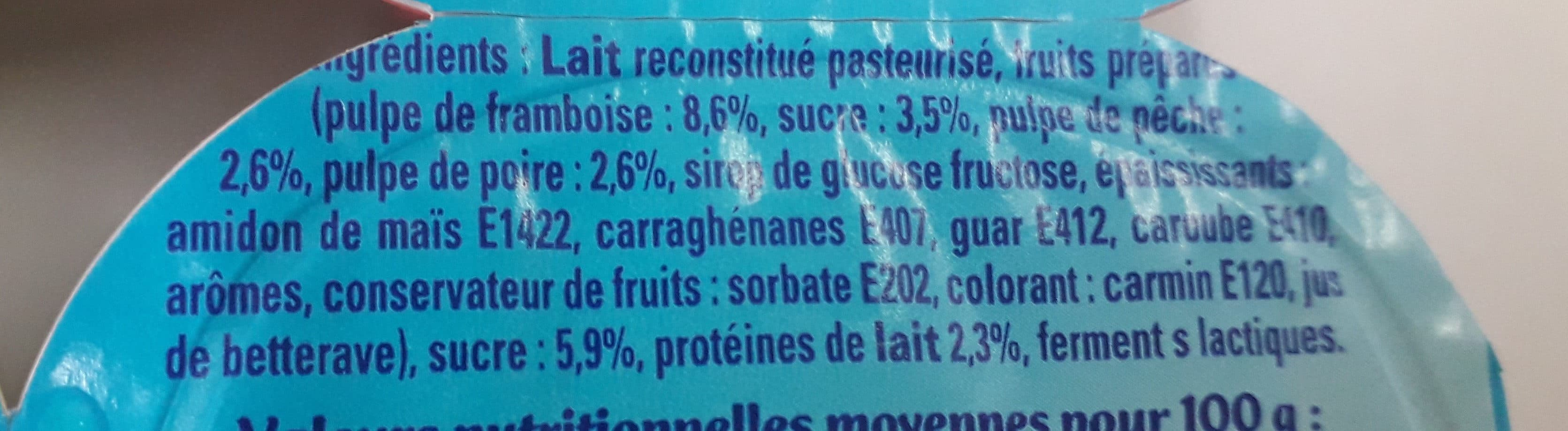 yoplait Petits Filous framboise pêche poire packshot