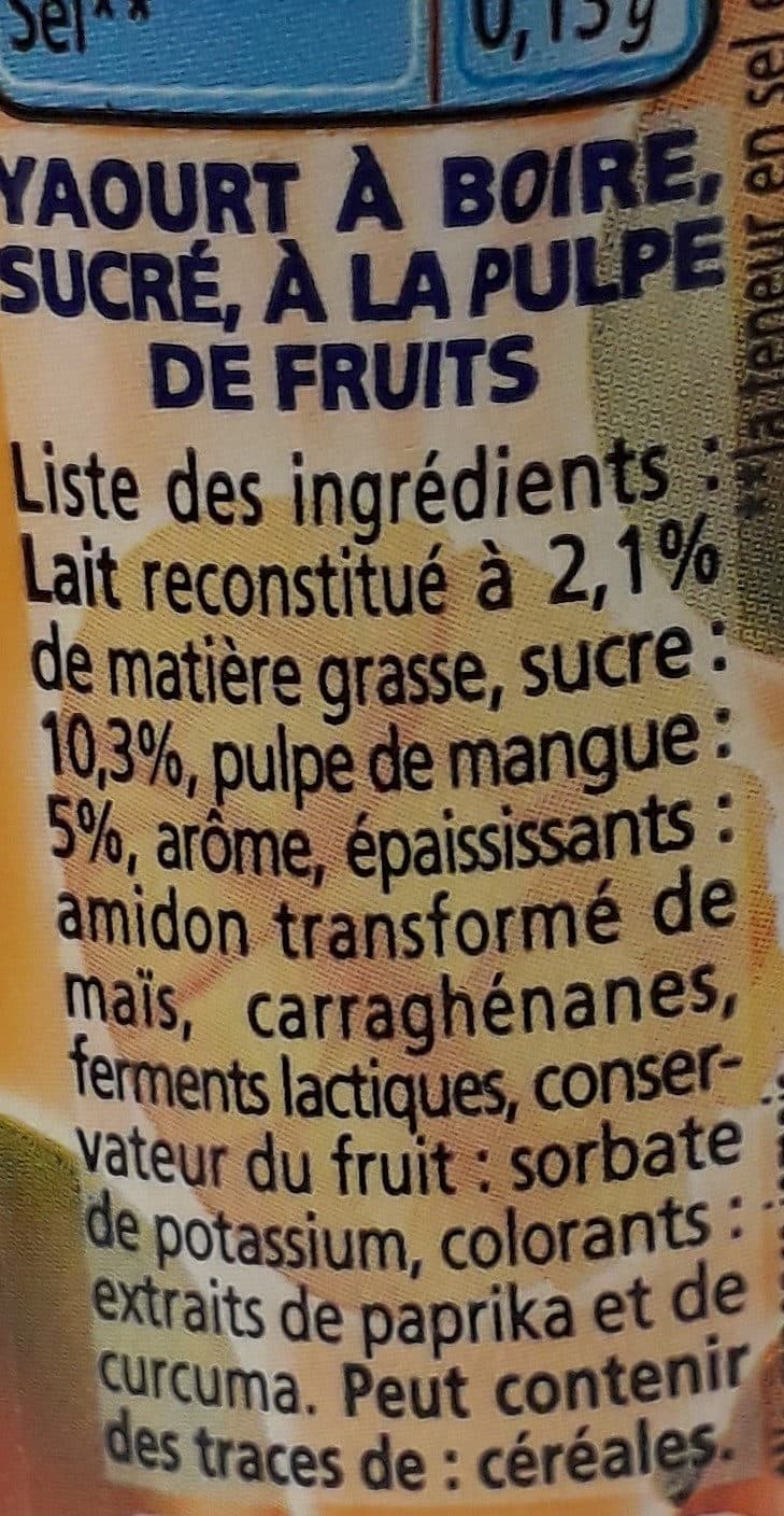 yoplait Yaourt à boire à la pulpe de mangue Yop mangue packshot