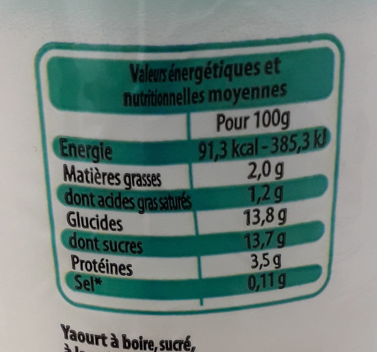 Leader Price Yaourt à boire pulpe ananas coco packshot