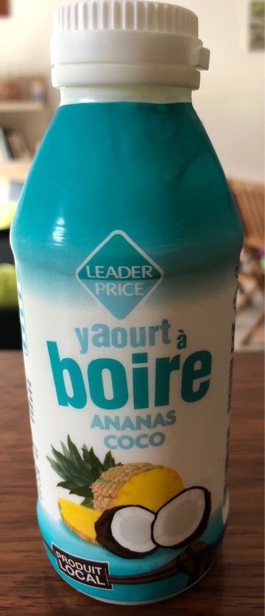Leader Price Yaourt à boire pulpe ananas coco packshot