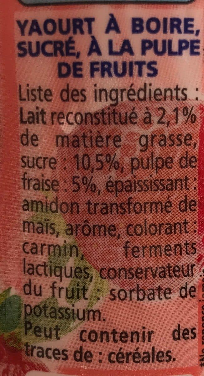yoplait Yoaurt à boire pulpe fraise Yop Fraise packshot