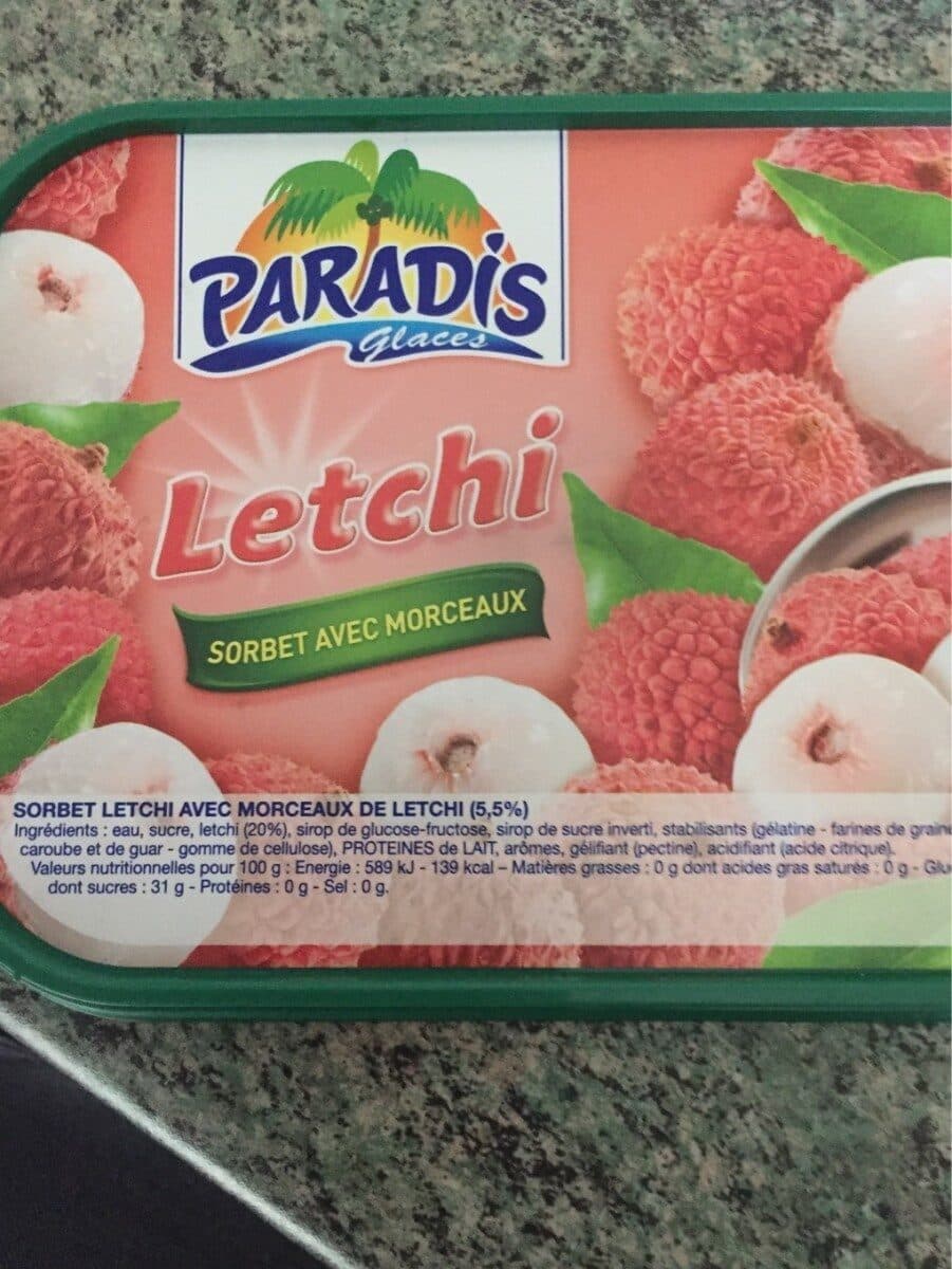 Paradis Sorbet letchi avec morceaux packshot