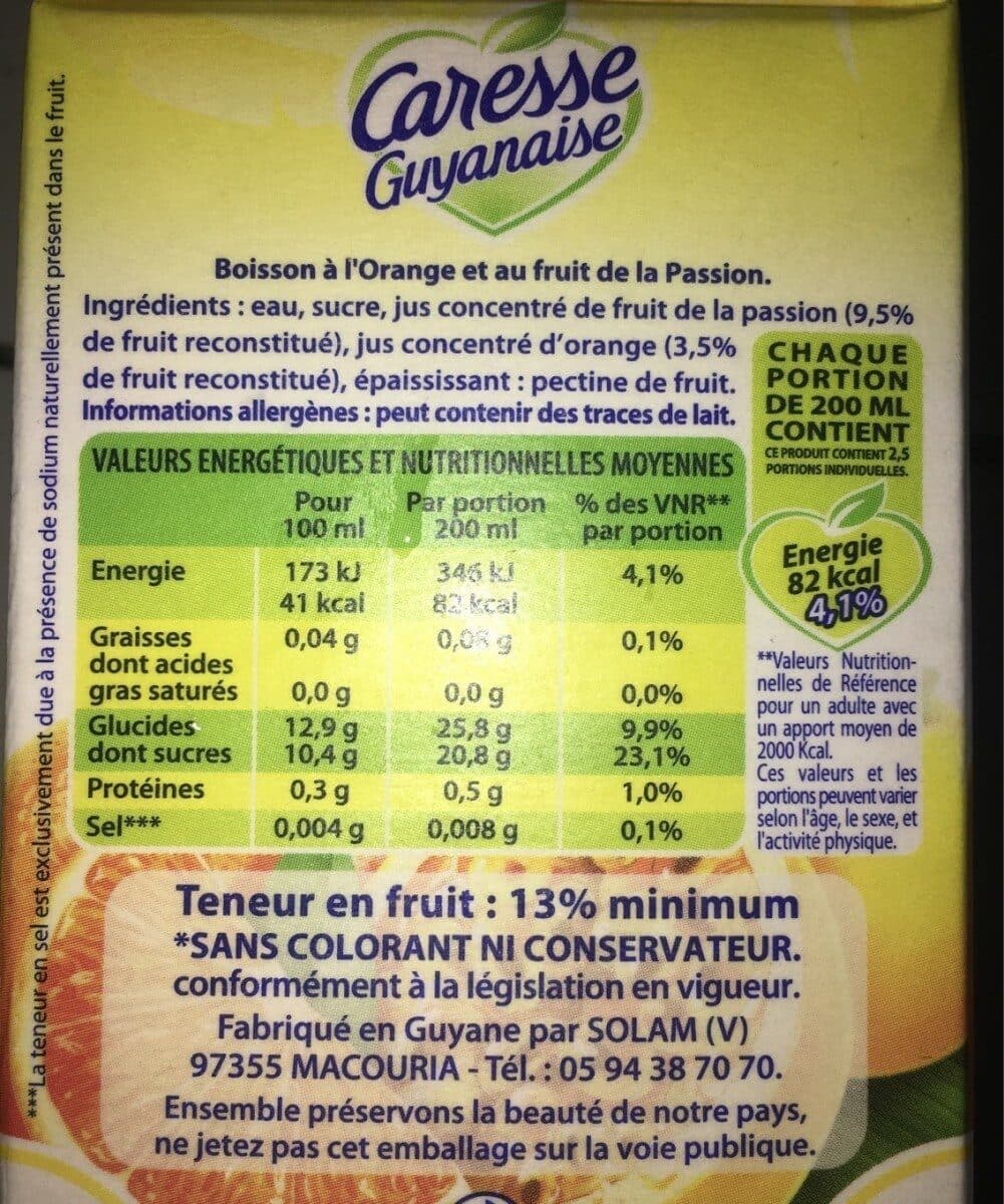 Caresse guyanaise Caresse Orange passion packshot