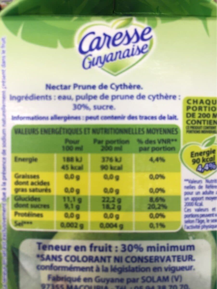 Caresse guyanaise Nectar prune de cythere packshot