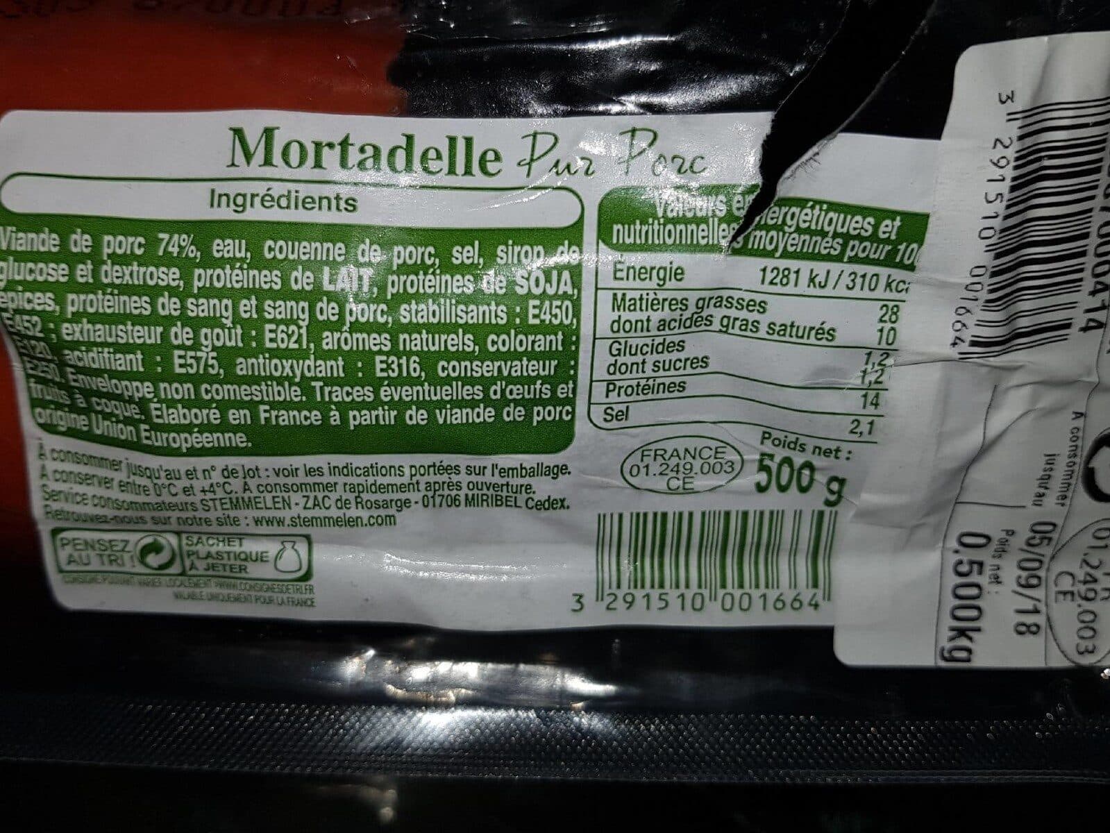 Open Food Facts Mortadelle pur porc packshot