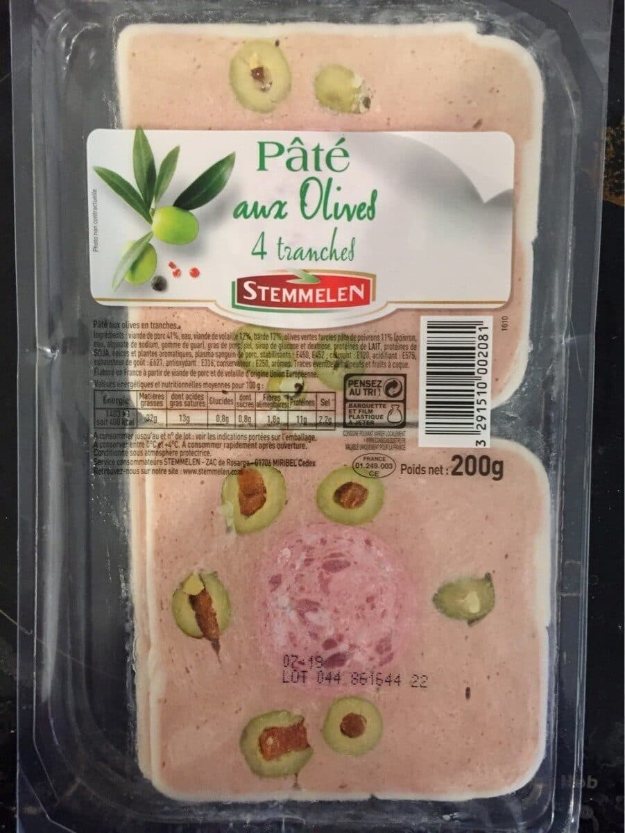 Stemmelen Pate aux olives tranche x4 packshot