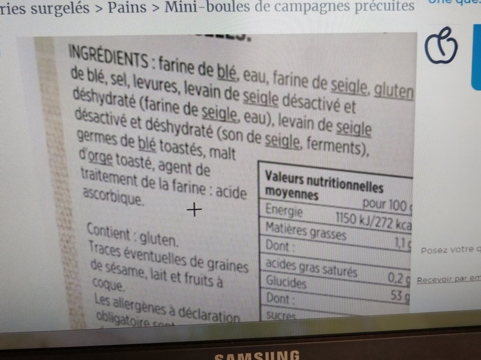 Open Food Facts Mini-boules de campagnes précuites -6×45g packshot