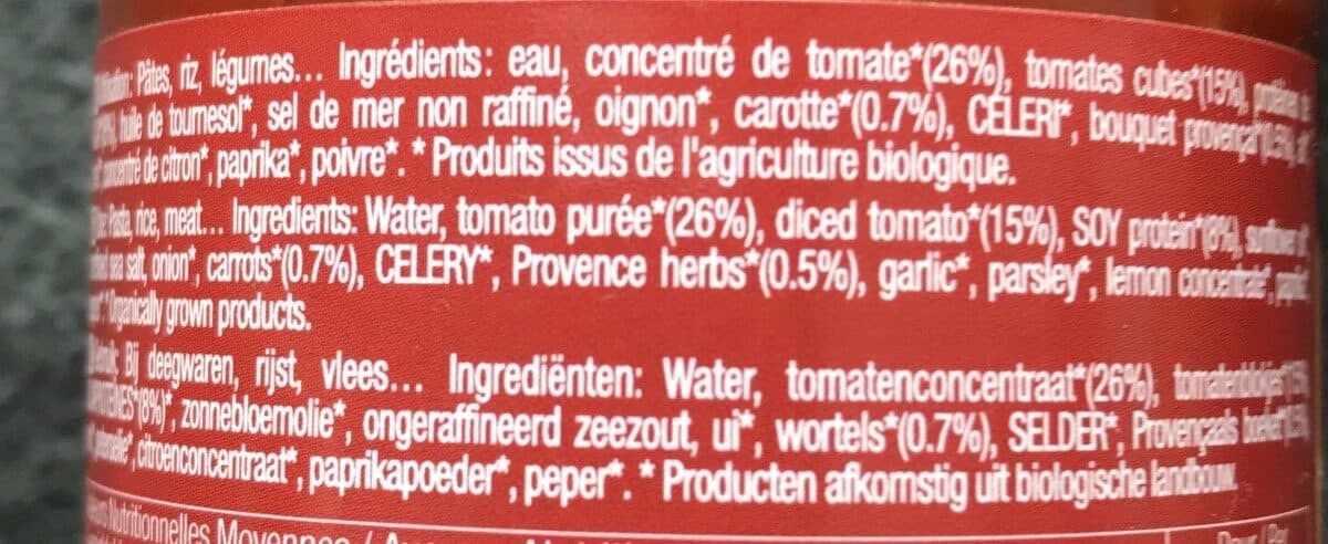 Open Food Facts SAUCE BOLOGNAISE AU SOJA packshot