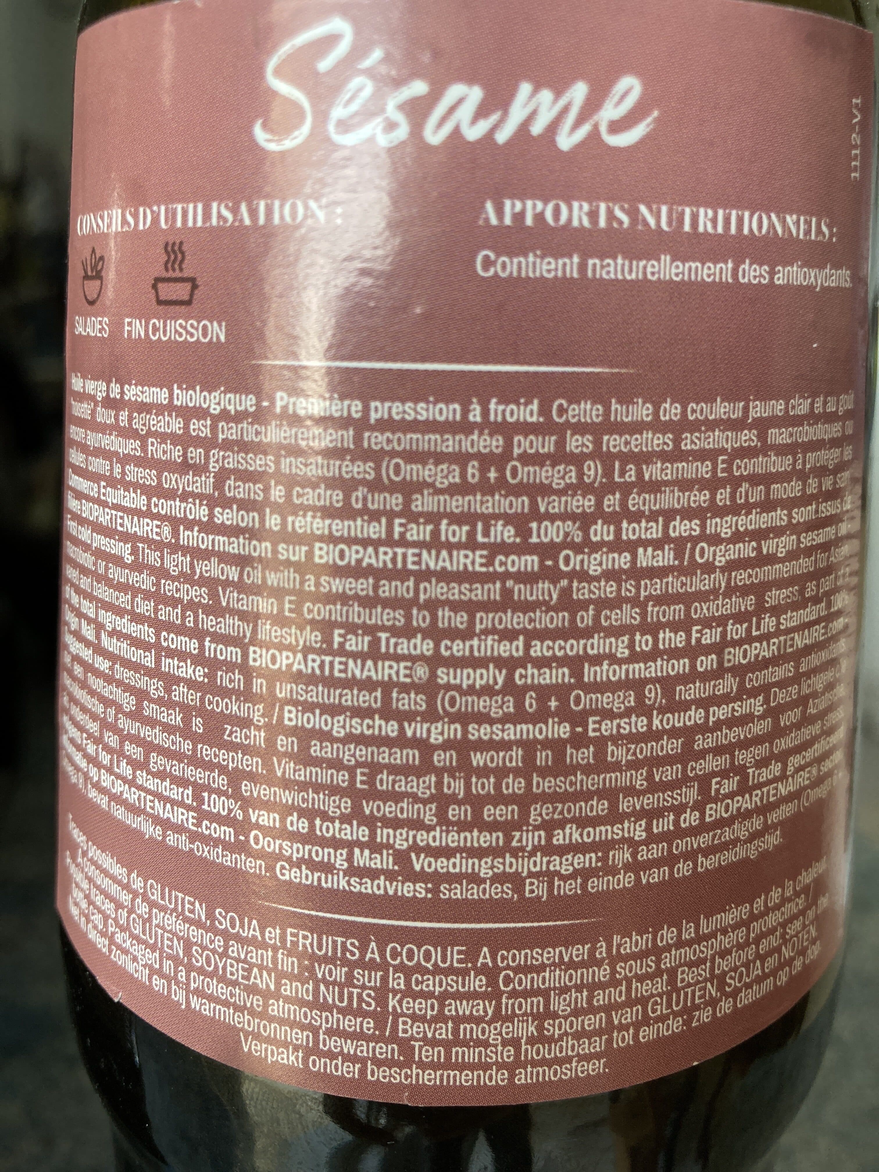 Émile Noël Huile de Sésame première pression à froid packshot
