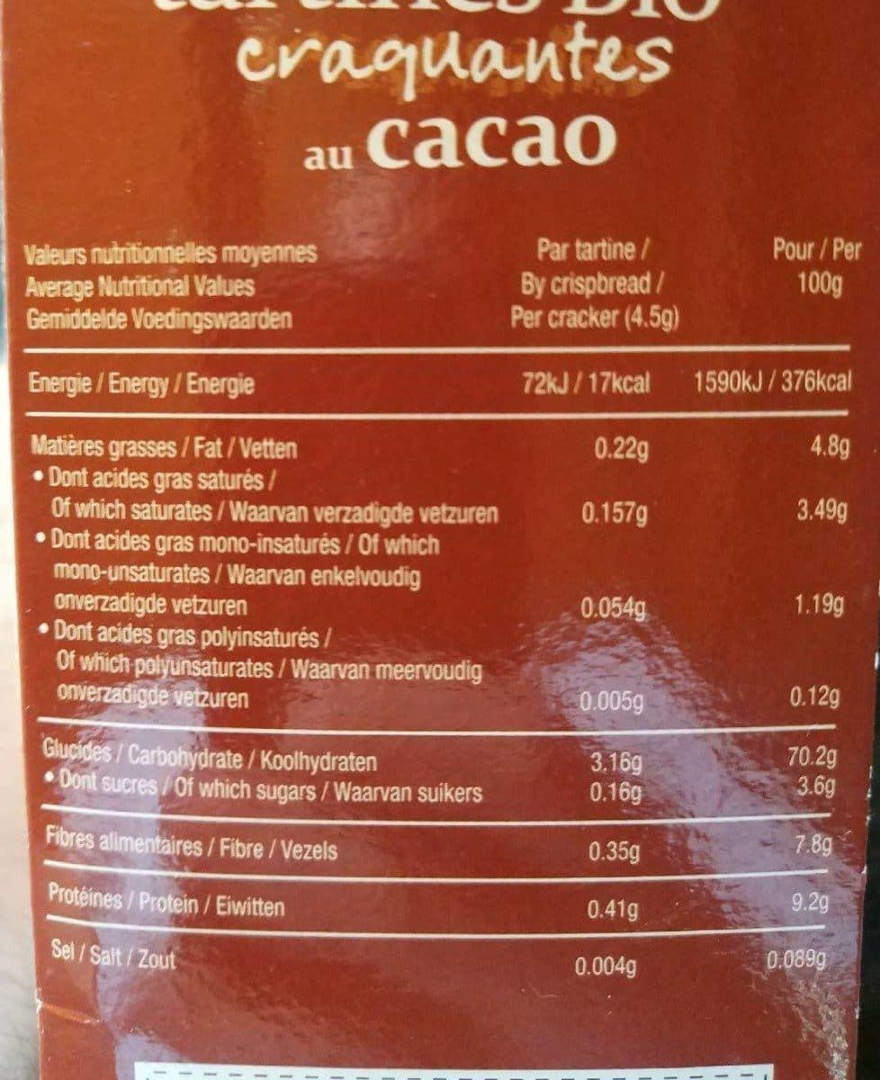 Emile noel Tartines bio craquantes au cacao packshot