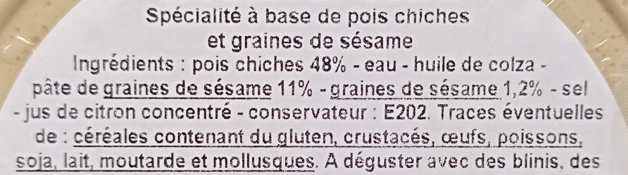 L'atelier Blini Houmous extra - Pois chiches français & graines de sésame packshot