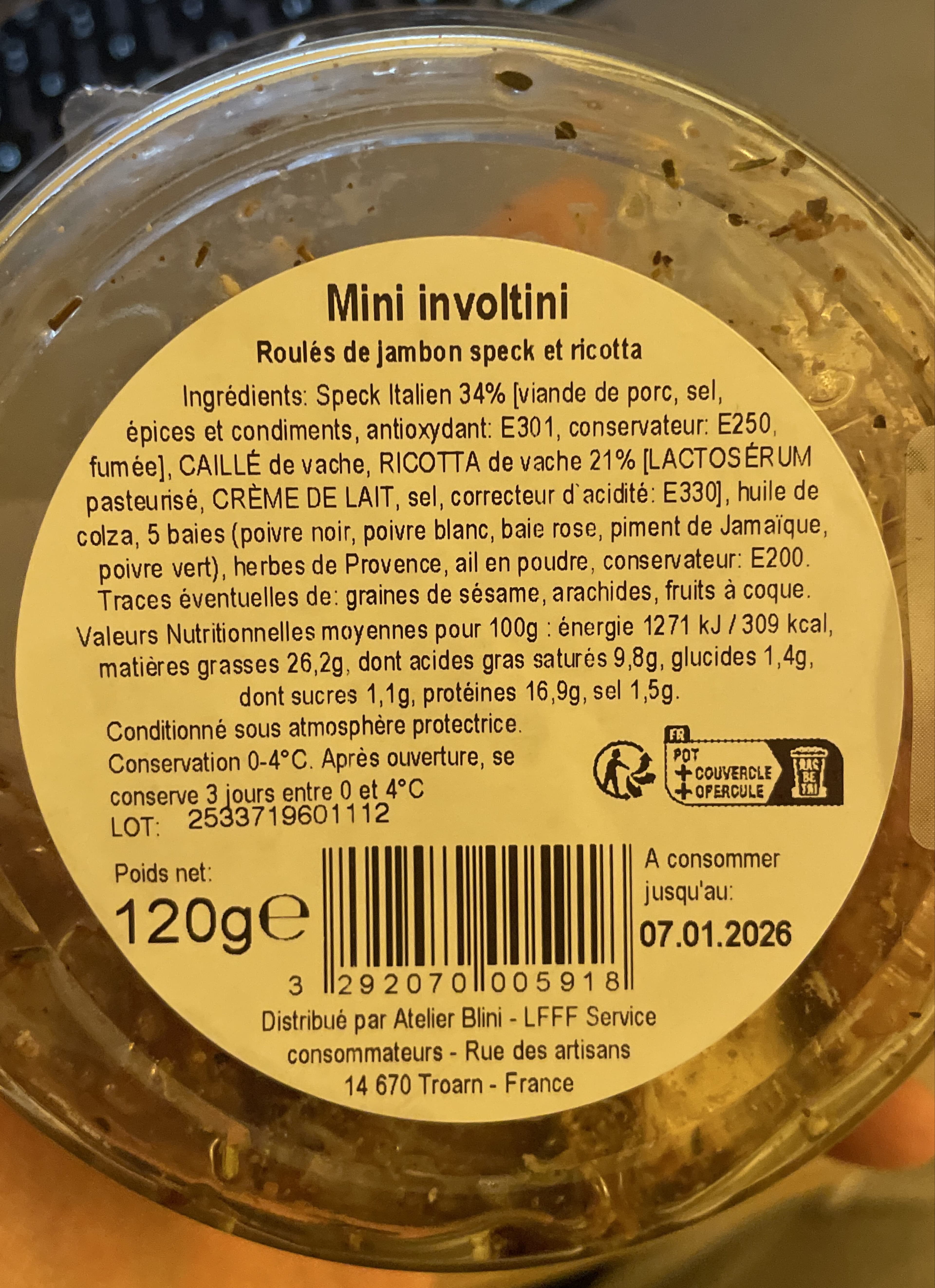 L’atelier Blini Mini involtini speck italien & ricotta packshot