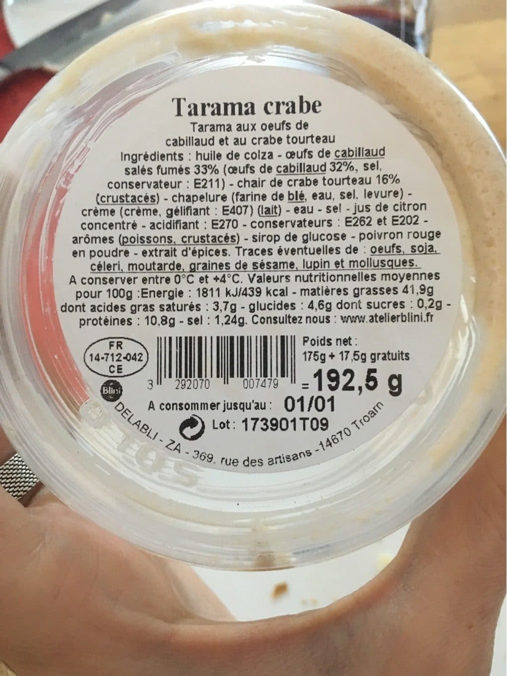 L'atelier Blini Tarama crabe packshot