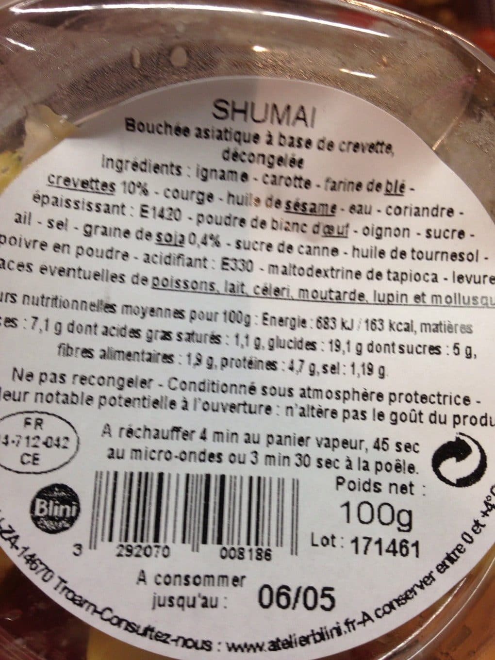 L'Atelier blini Shumai packshot