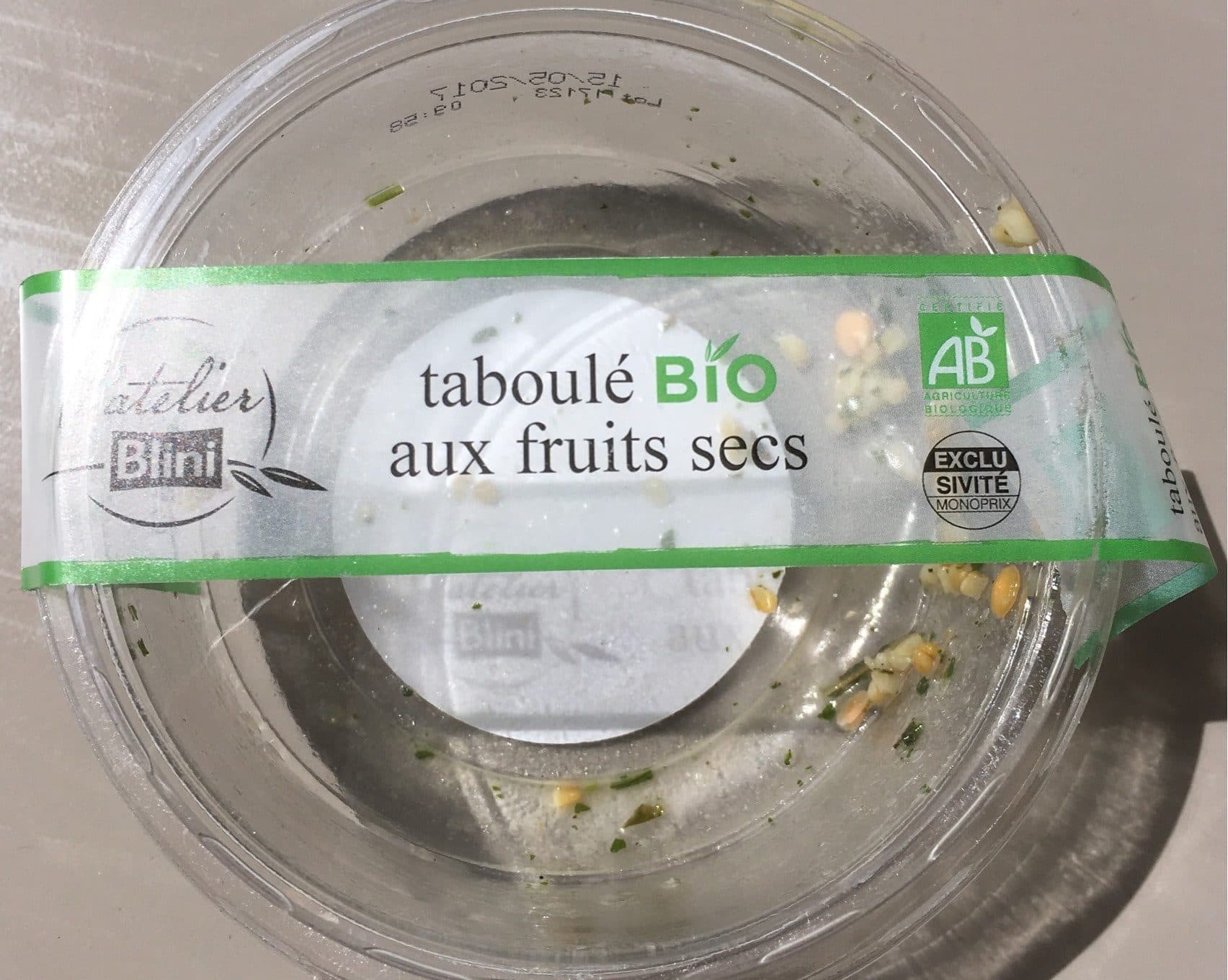 L'atelier Blini Taboulé bio aux fruits secs packshot