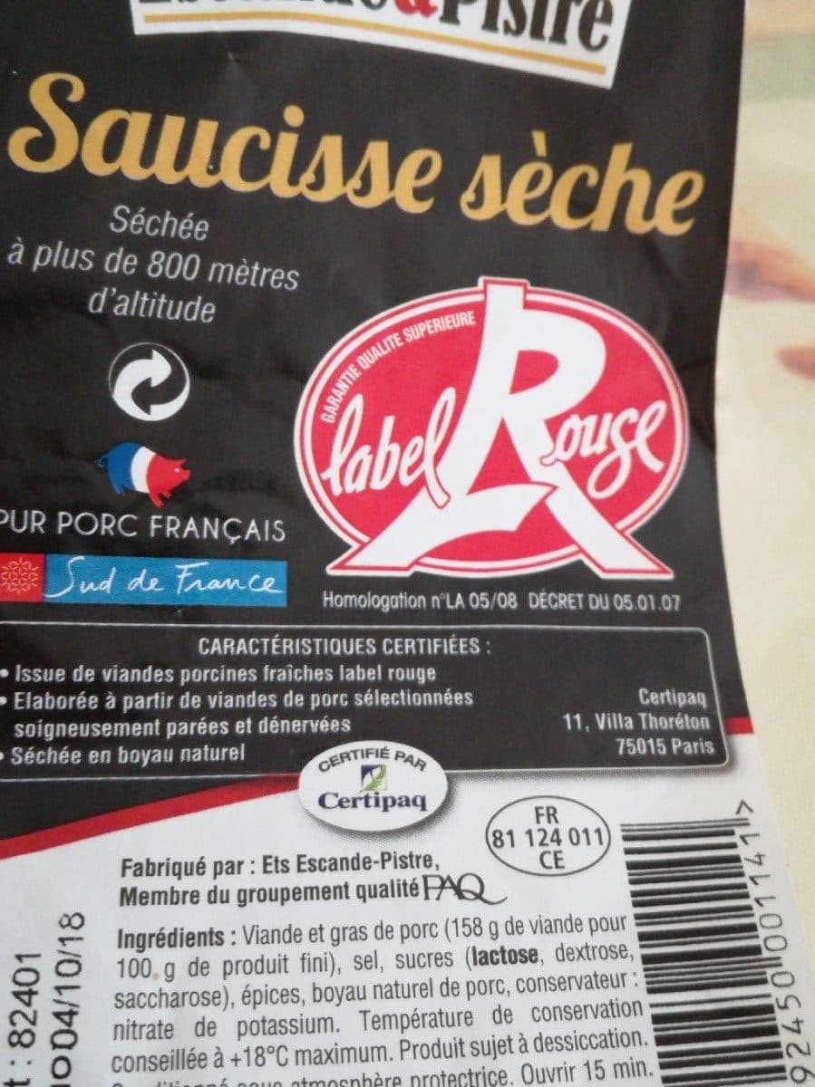 Open Food Facts Saucisse sèche packshot