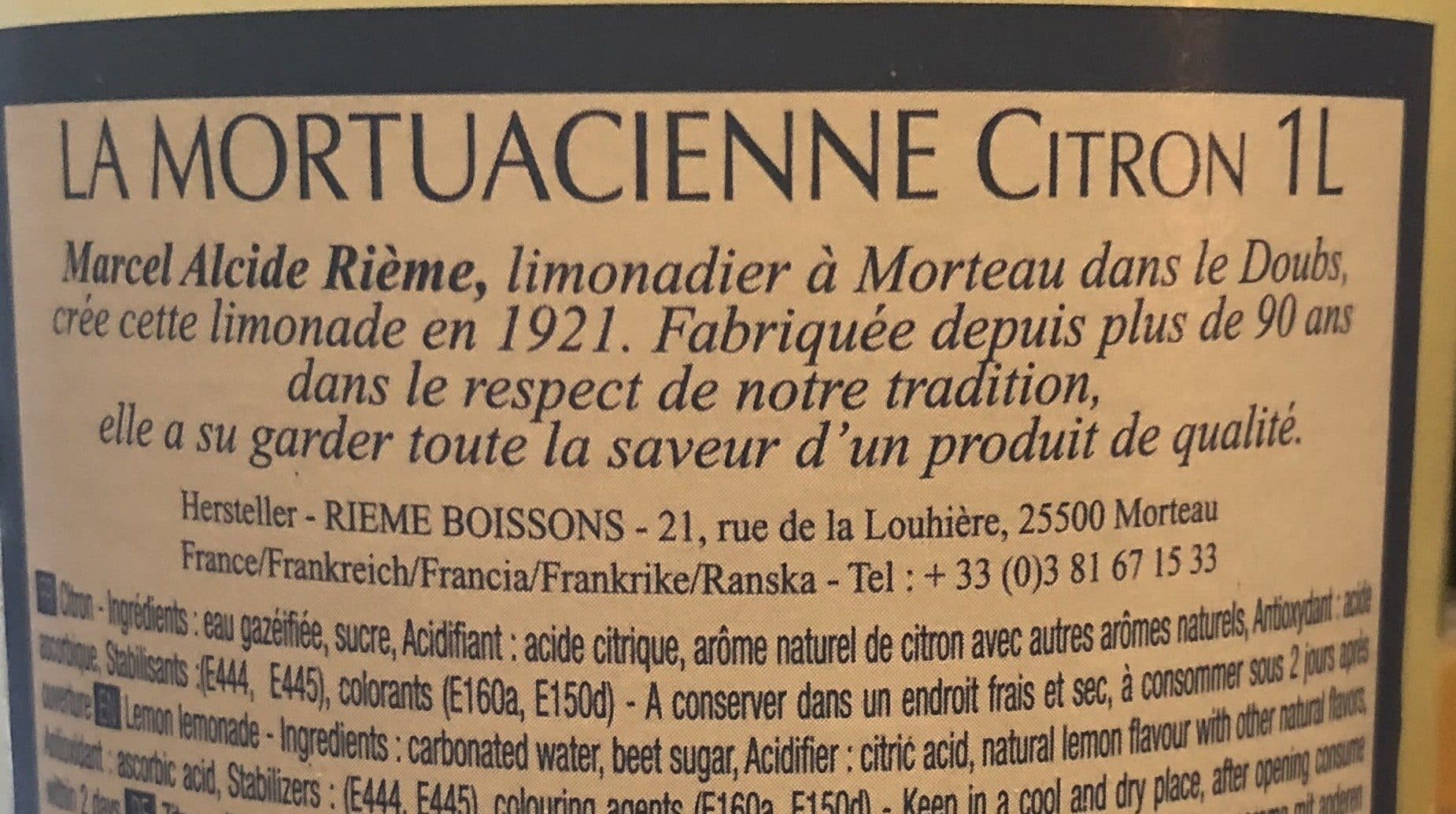 REINE DES LIMONADES La Mortuacienne Citron packshot