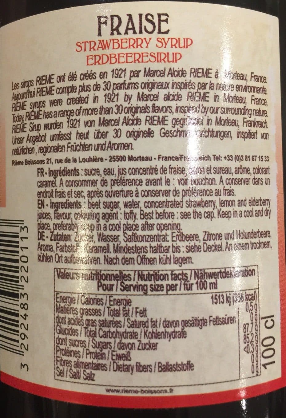 Riem Sirop de fraise packshot