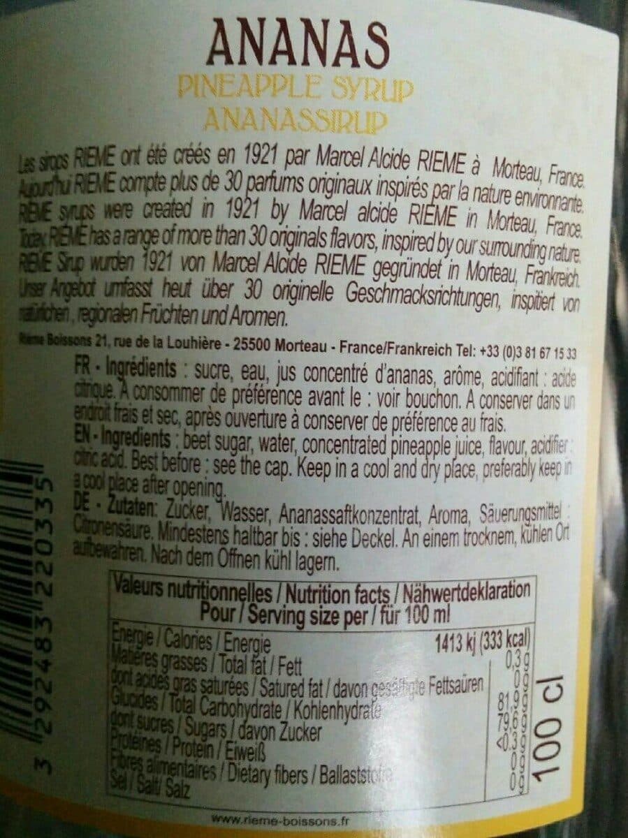Rieme Sirop ananas packshot