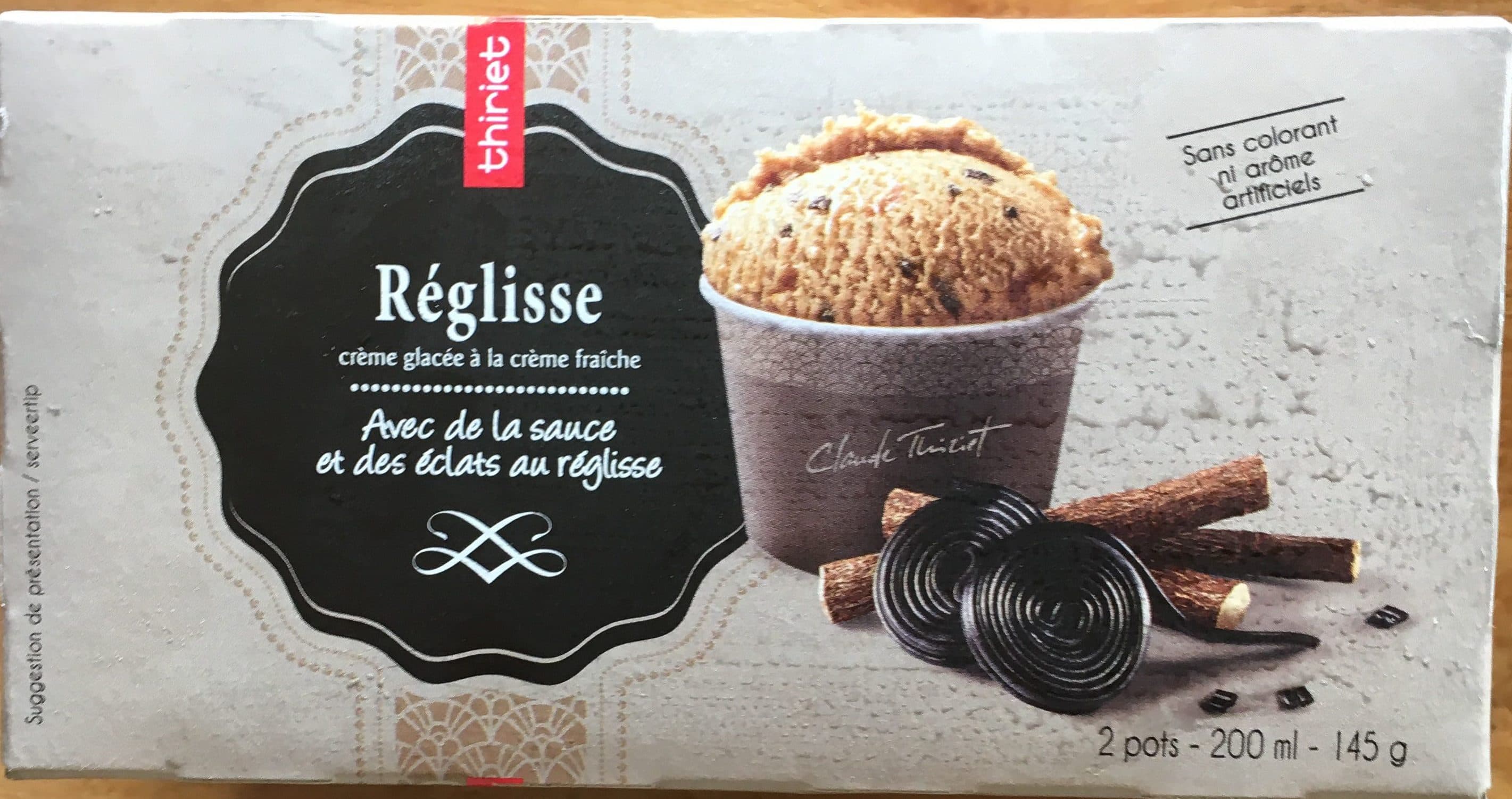 Thiriet Crème glacée à la crème fraîche Réglisse (avec de la sauce et des éclats au réglisse) packshot