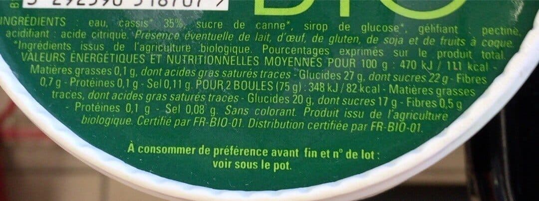 Thiriet Sorbet cassis, Bio packshot