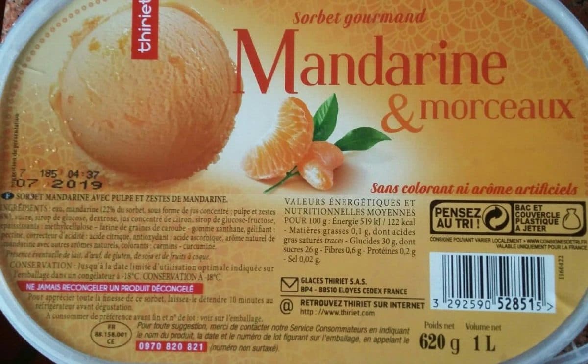 Thiriet Sorbet Mandarine & morceaux packshot