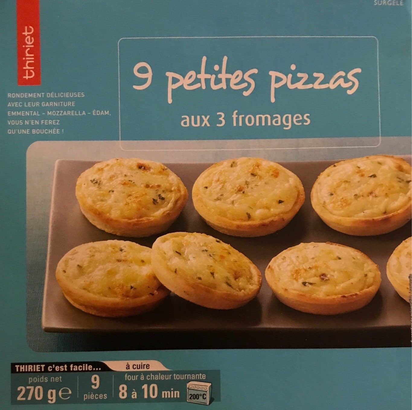 Thiriet 9 petites pizzas 3 fromages packshot