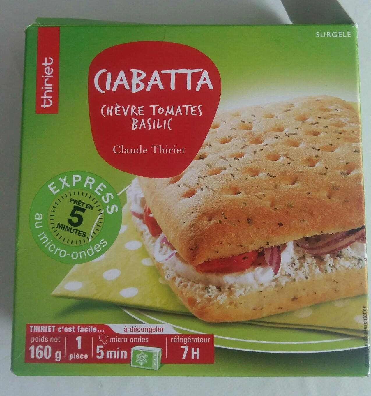 Thiriet Ciabatta - chèvre tomates basilic packshot