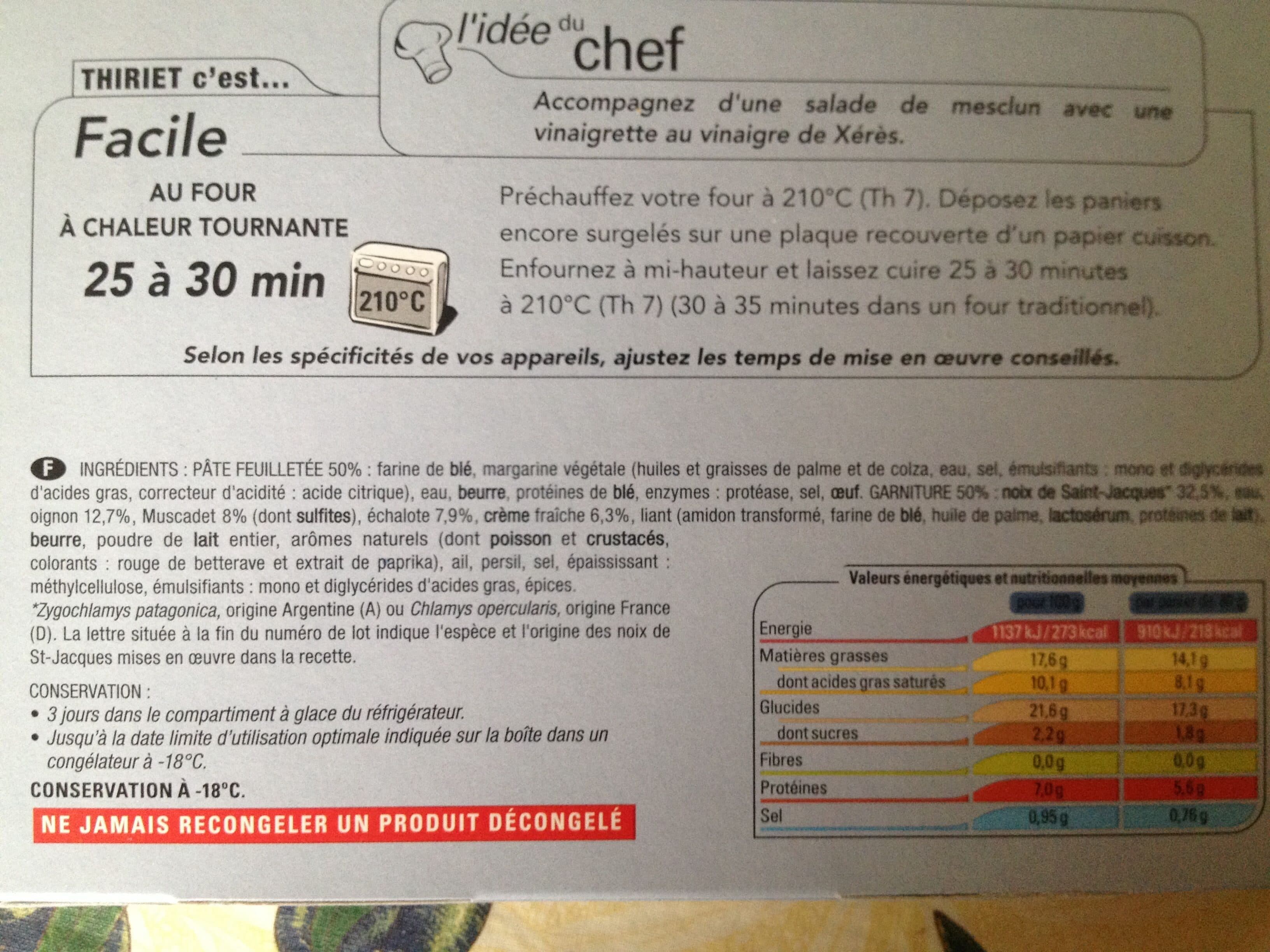 Thiriet 4 paniers Noix de Saint-Jacques* à la Bretonne, Surgelé packshot