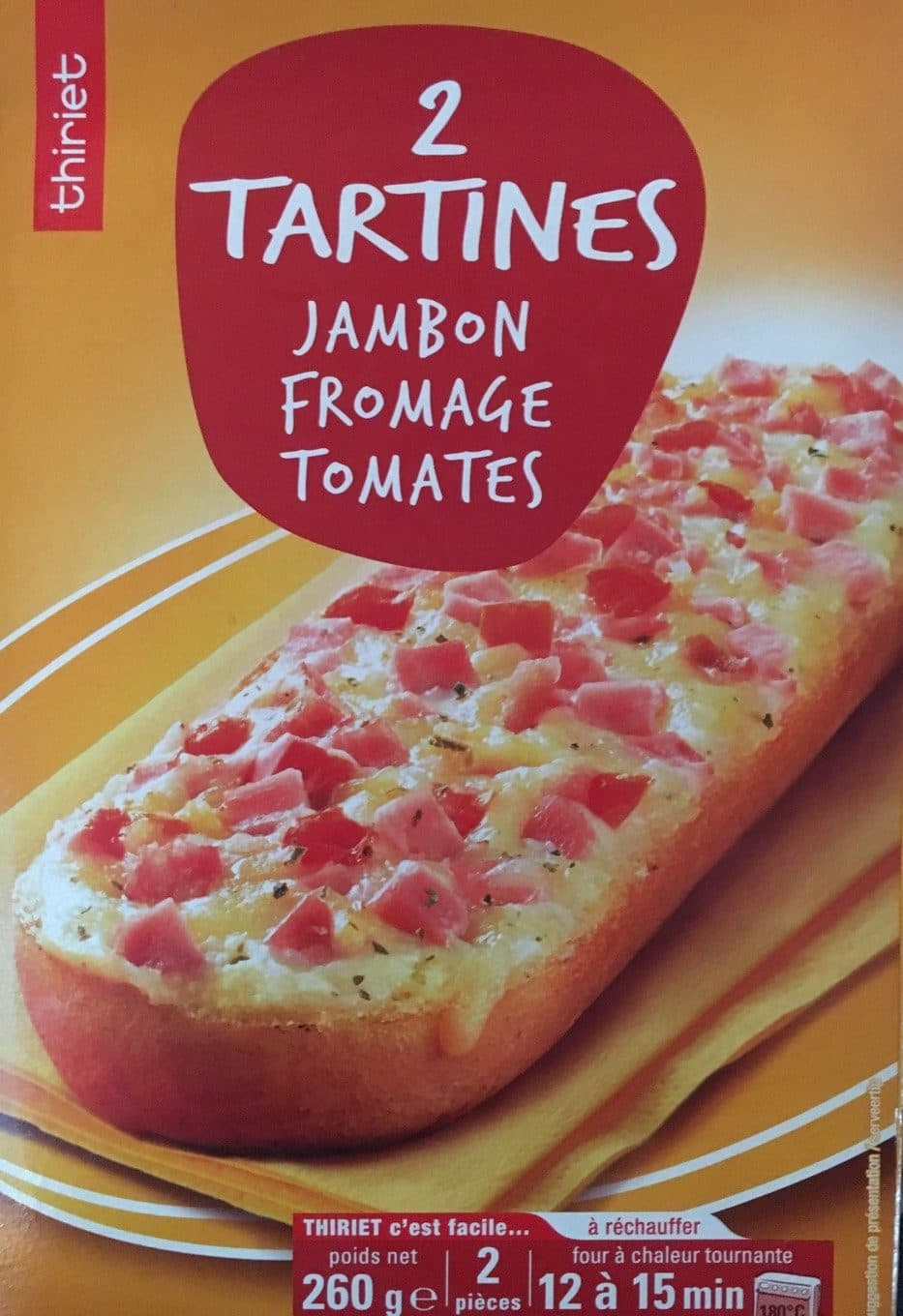 Thiriet 2 Tartines Jambon Fromage Tomates packshot