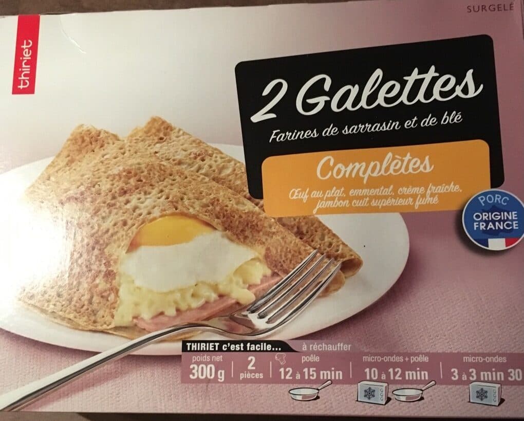 Thiriet Galettes farine de sarrasin et de blé complète oeuf emmental crème fraîche jambon cuit packshot