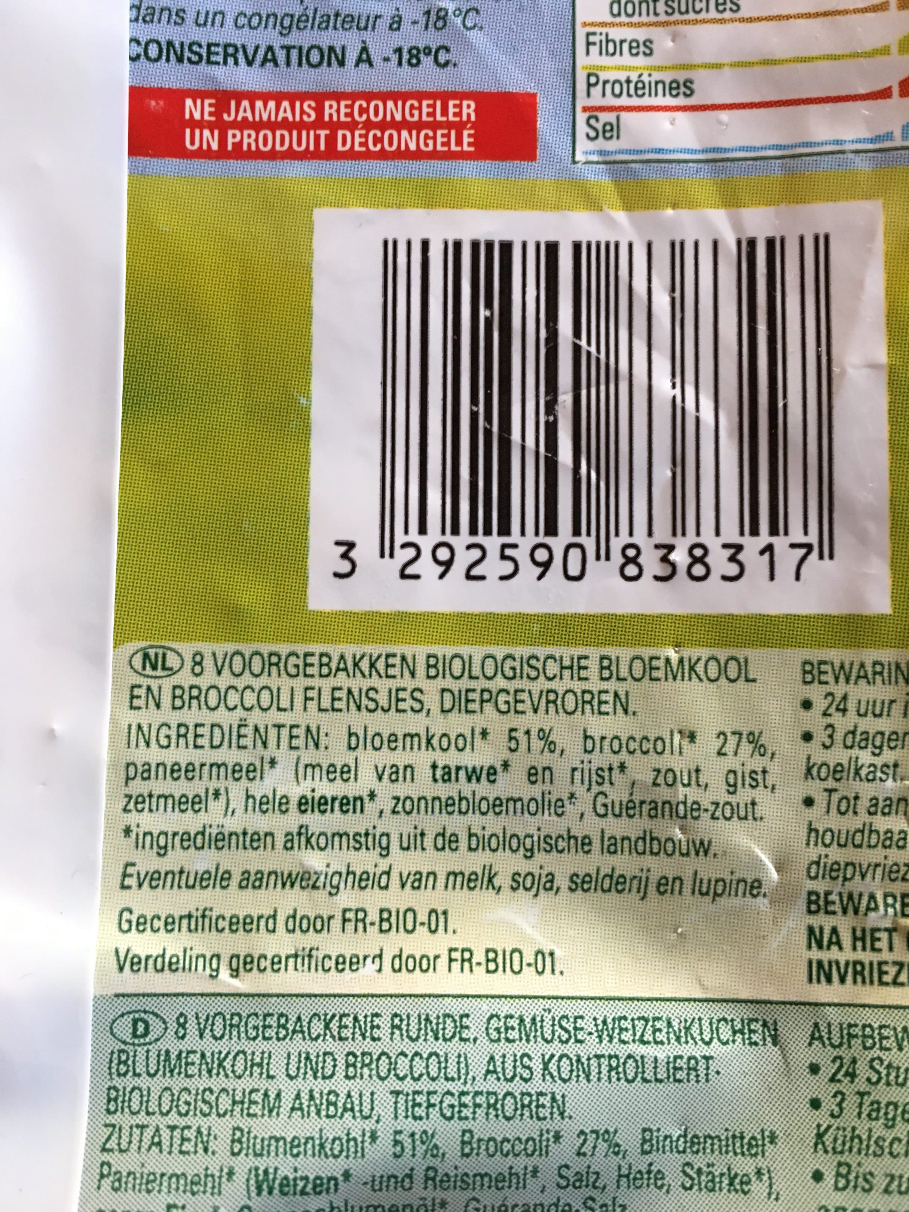 Thiriet Galette choux fleur brocolis packshot