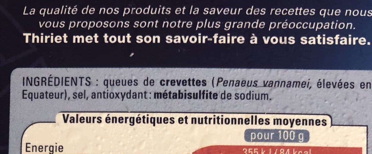 Thiriet Queues de crevettes cuites avec carapace packshot