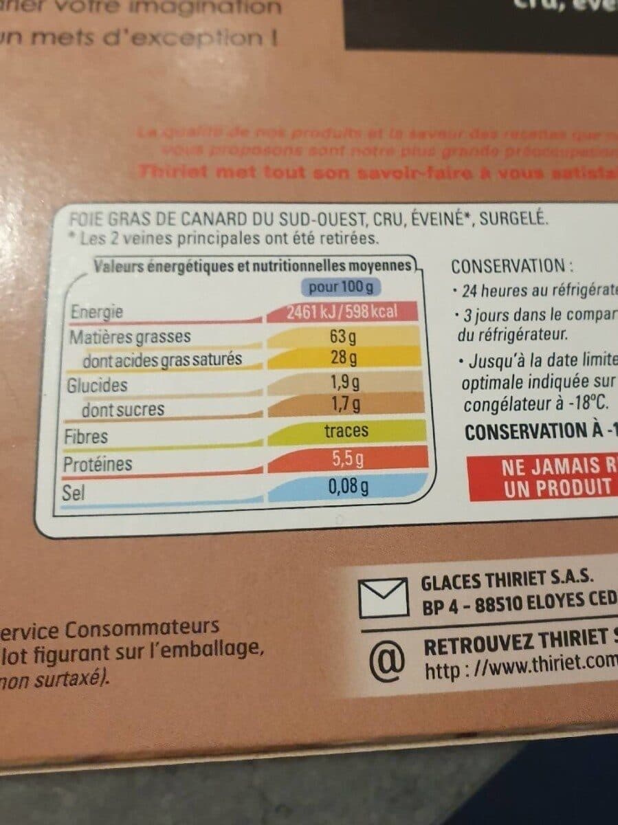Thiriet Foie gras de canard du sud-ouest cru, éveiné packshot