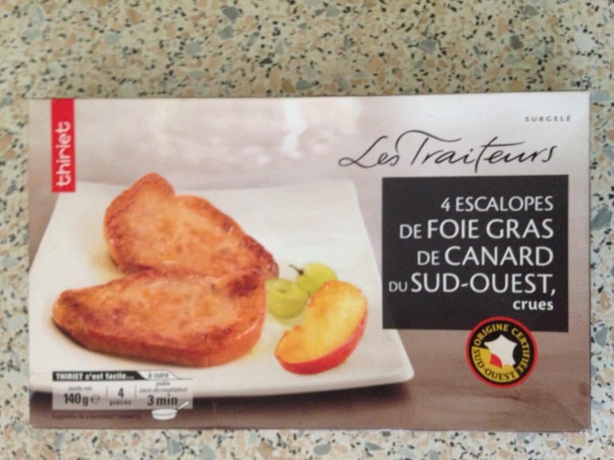 Thiriet 4 escalopes de foie gras de canard du sud ouest crues packshot