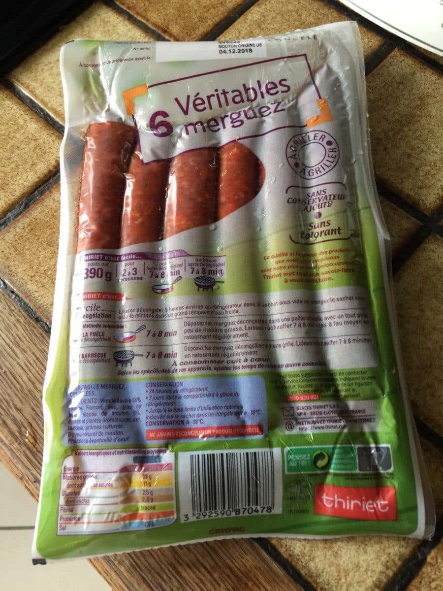 Thiriet Véritables merguez packshot