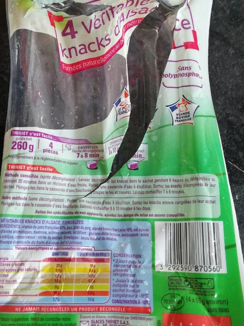 Thiriet 4 véritables knacks d'Alsace packshot
