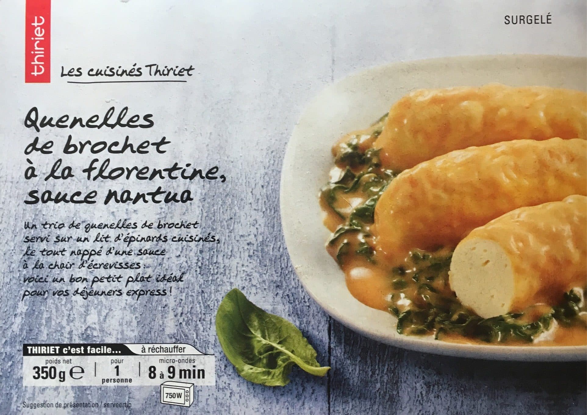 Thiriet Quenelles de Brochet à la Florentine Sauce Nantua packshot