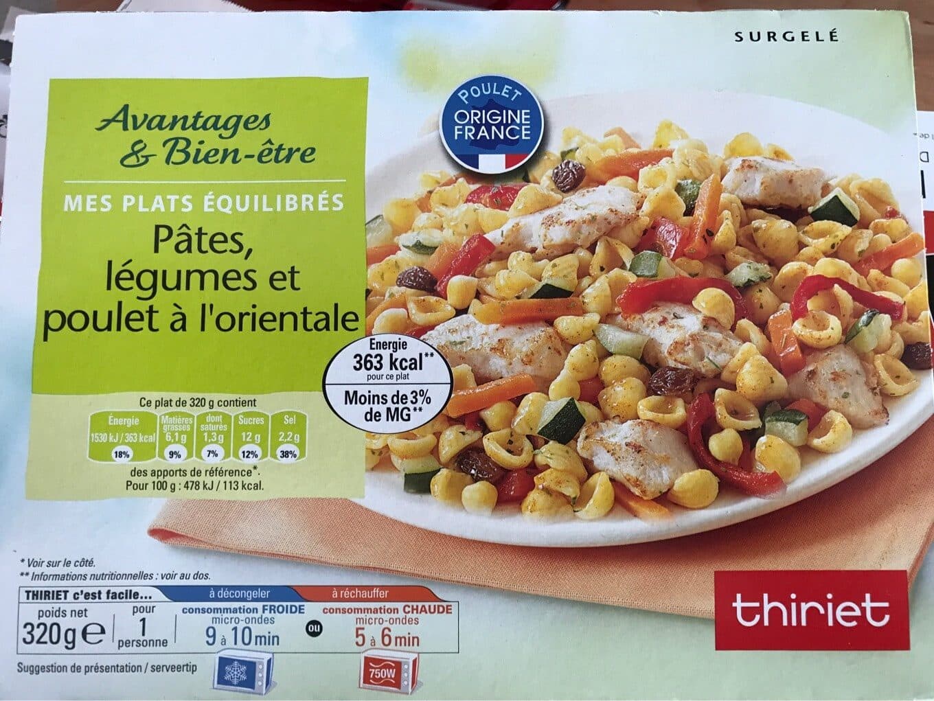Thiriet Pâtes legumes et poulet à l’orientale packshot