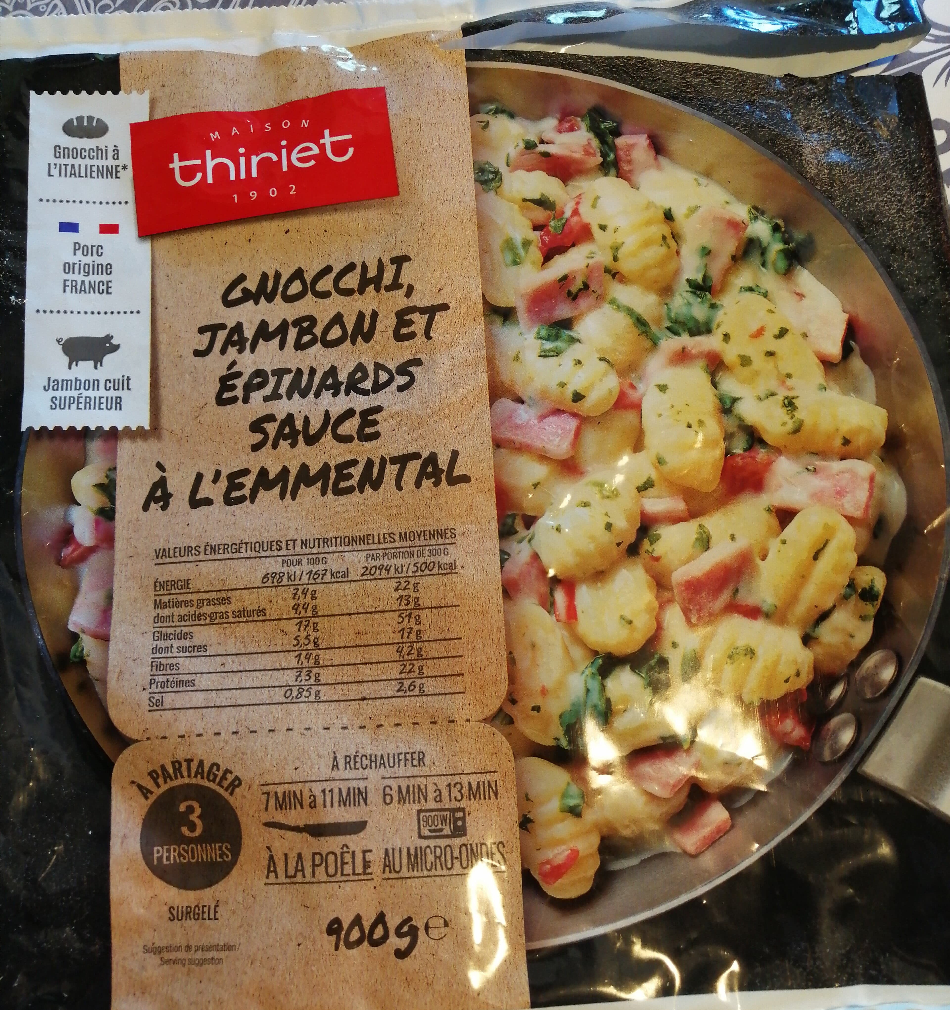 Thiriet Gnocchi, jambon epinards, sauce emmental packshot
