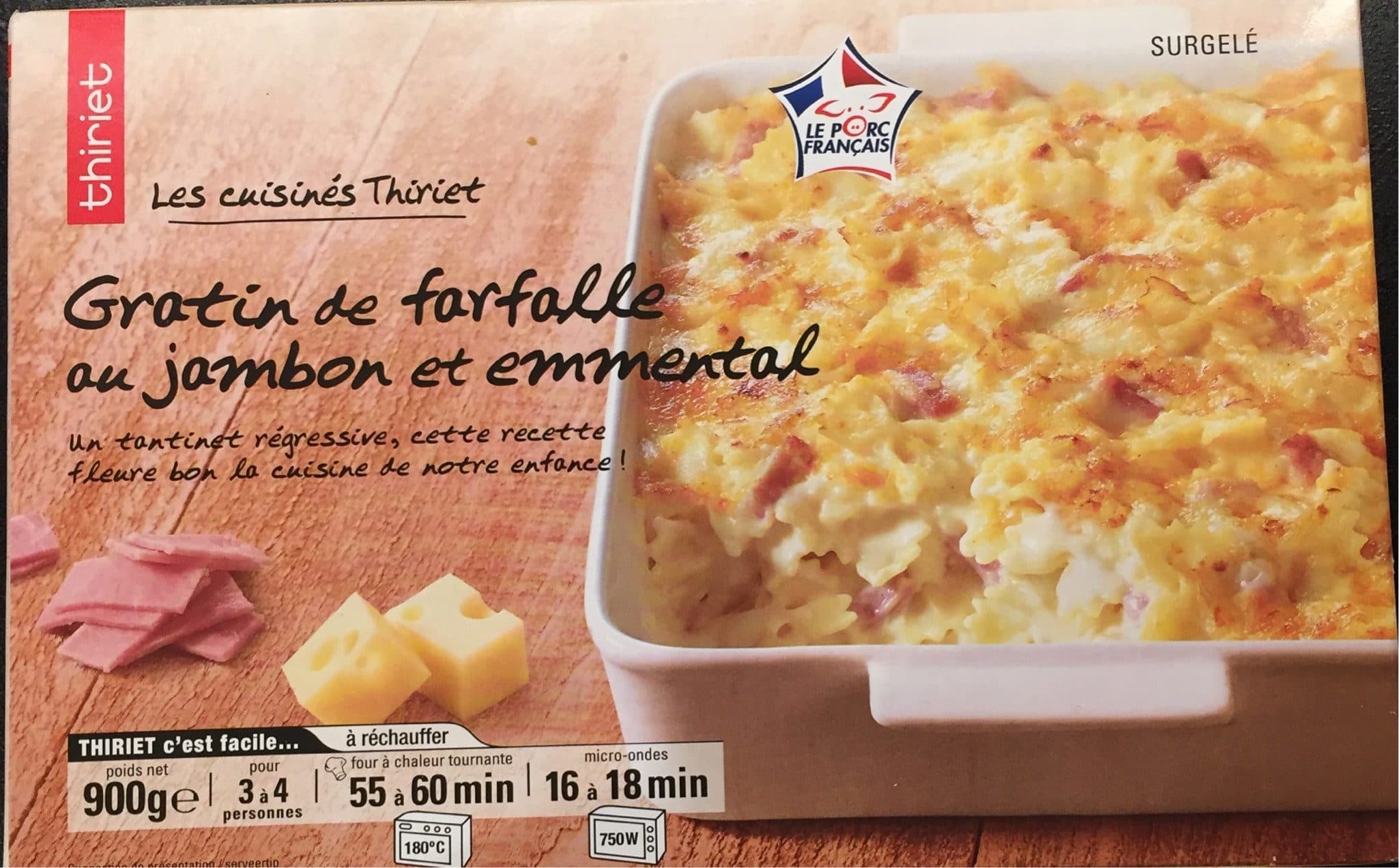 Thiriet Gratin de farfalle au jambon et emmental packshot