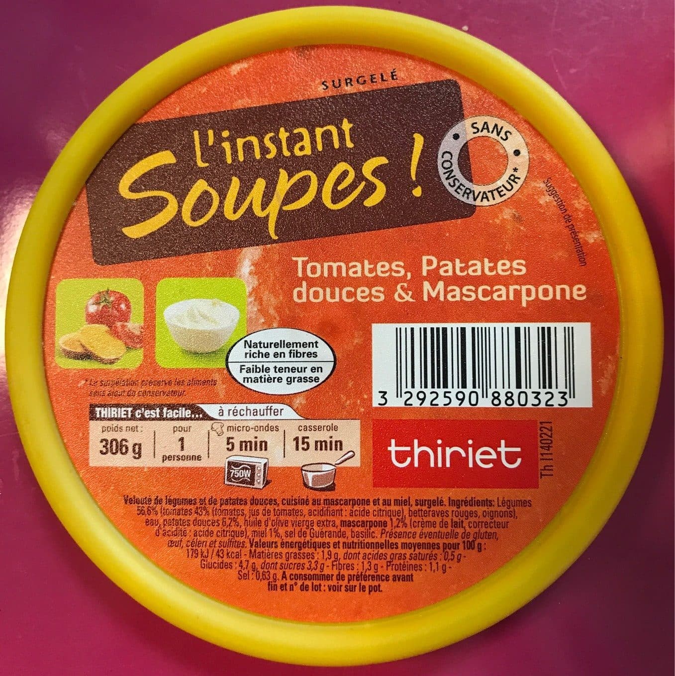 Thiriet L'instant soupes - tomates, patates douces & mascarpone packshot