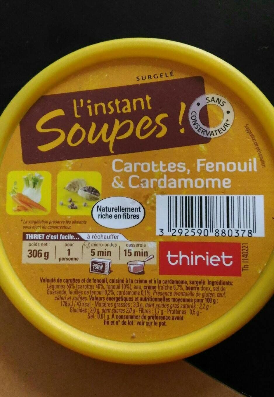 Thiriet L'instant soupes carottes fenouil et cardamome packshot