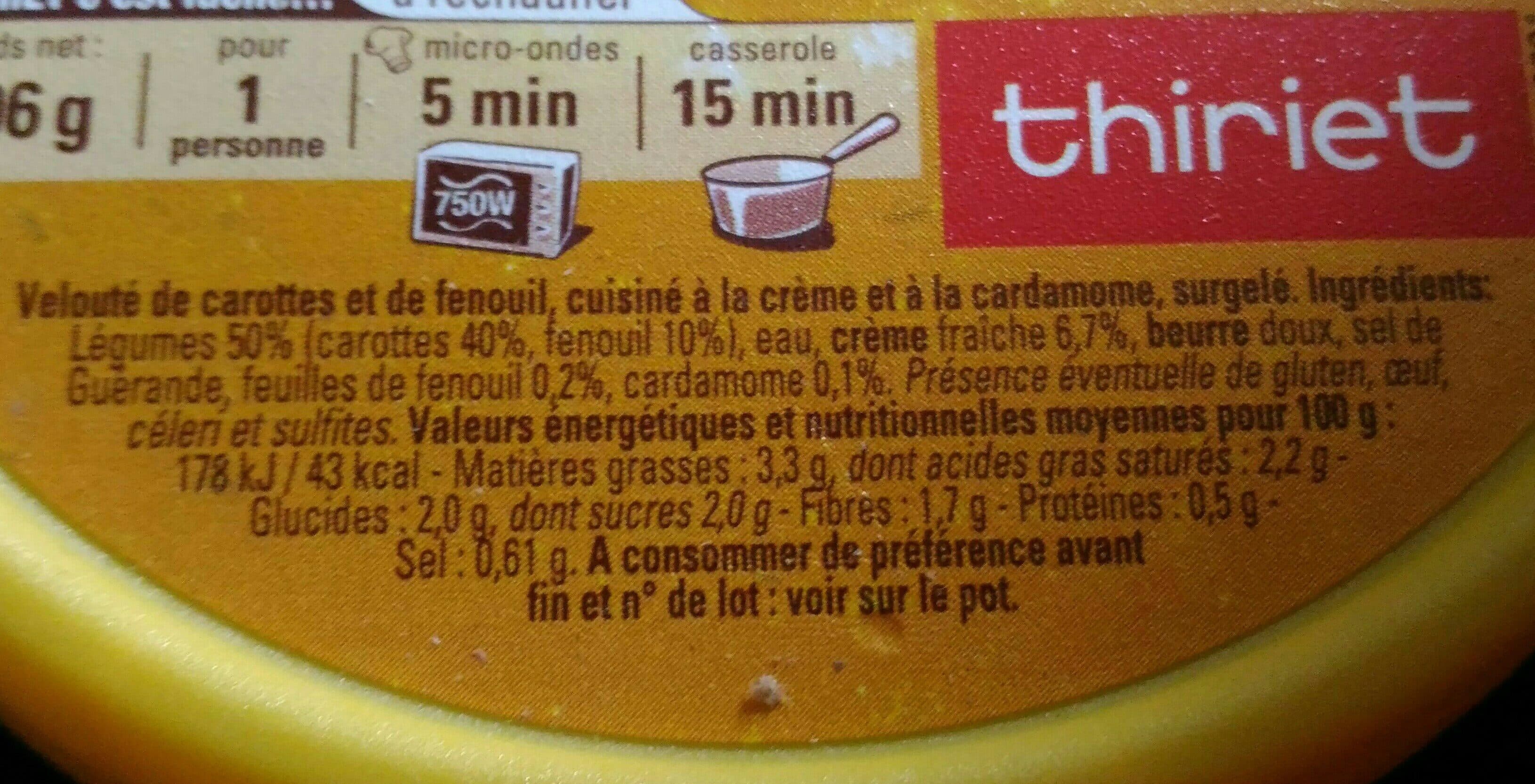 Thiriet L'instant soupes carottes fenouil et cardamome packshot