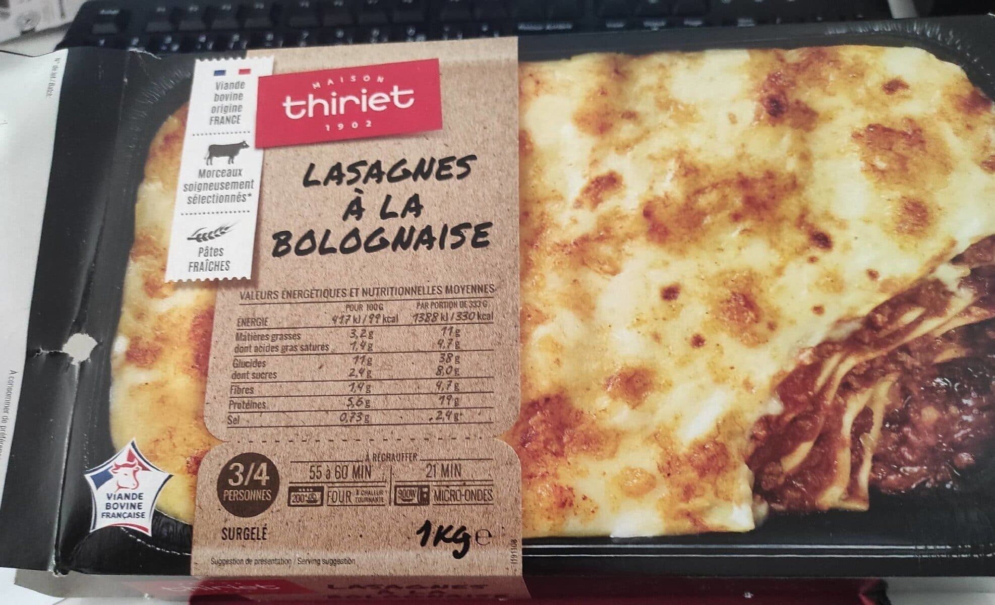 Thiriet Lasagnes à la bolognaise packshot