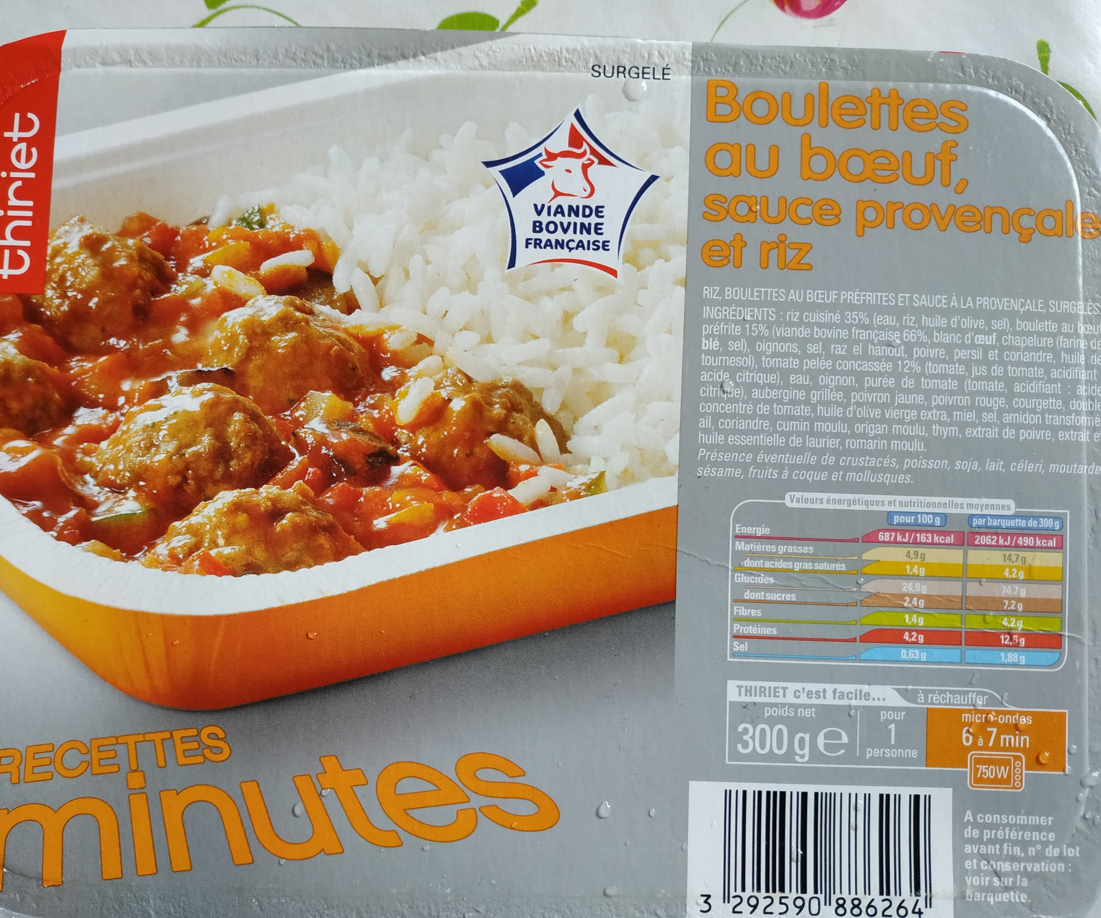 Thiriet Boulettes Au Boeuf Sauce Provencale Et Riz packshot