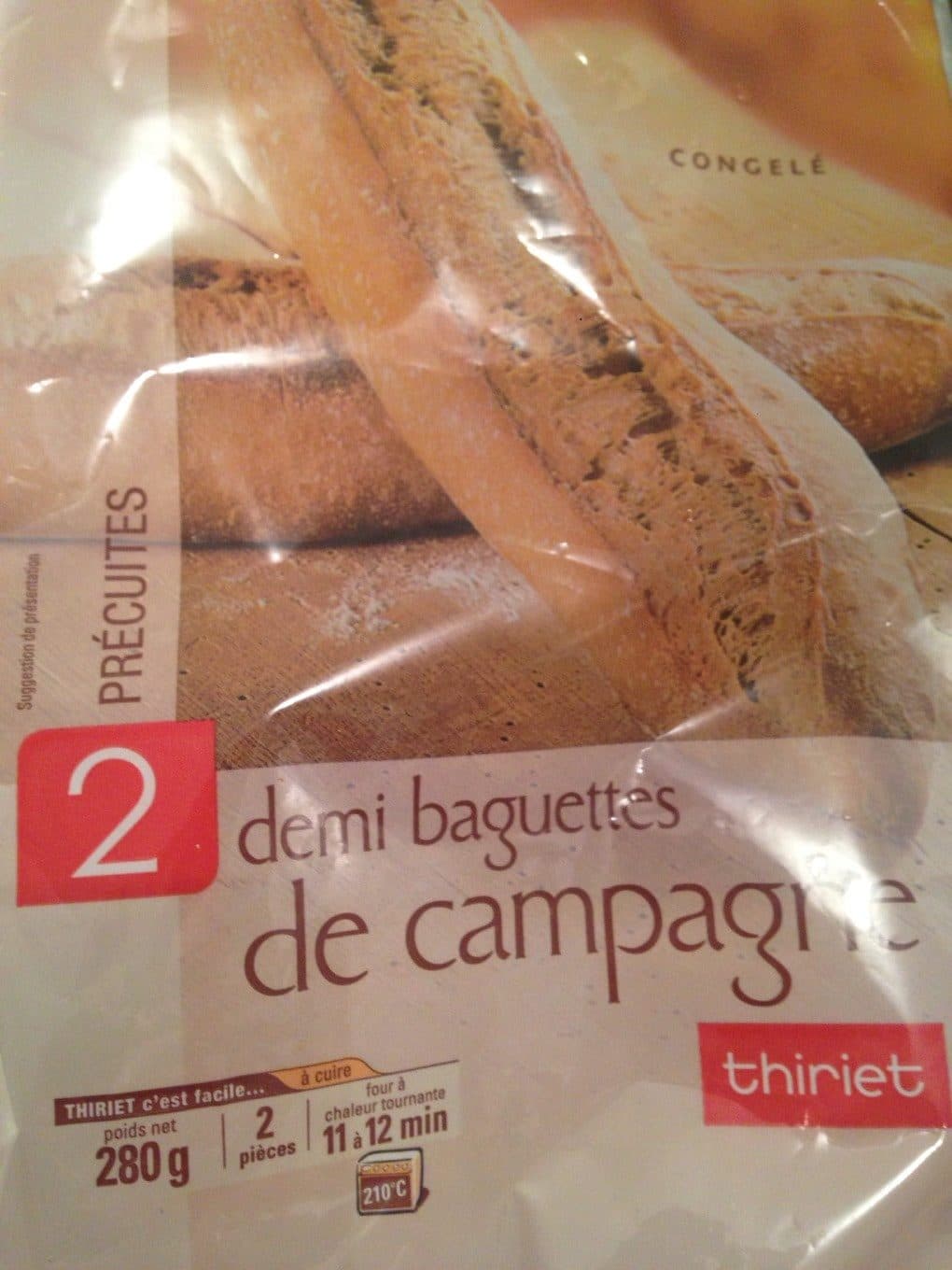 Thiriet 2 demi-baguettes de campagne précuites packshot