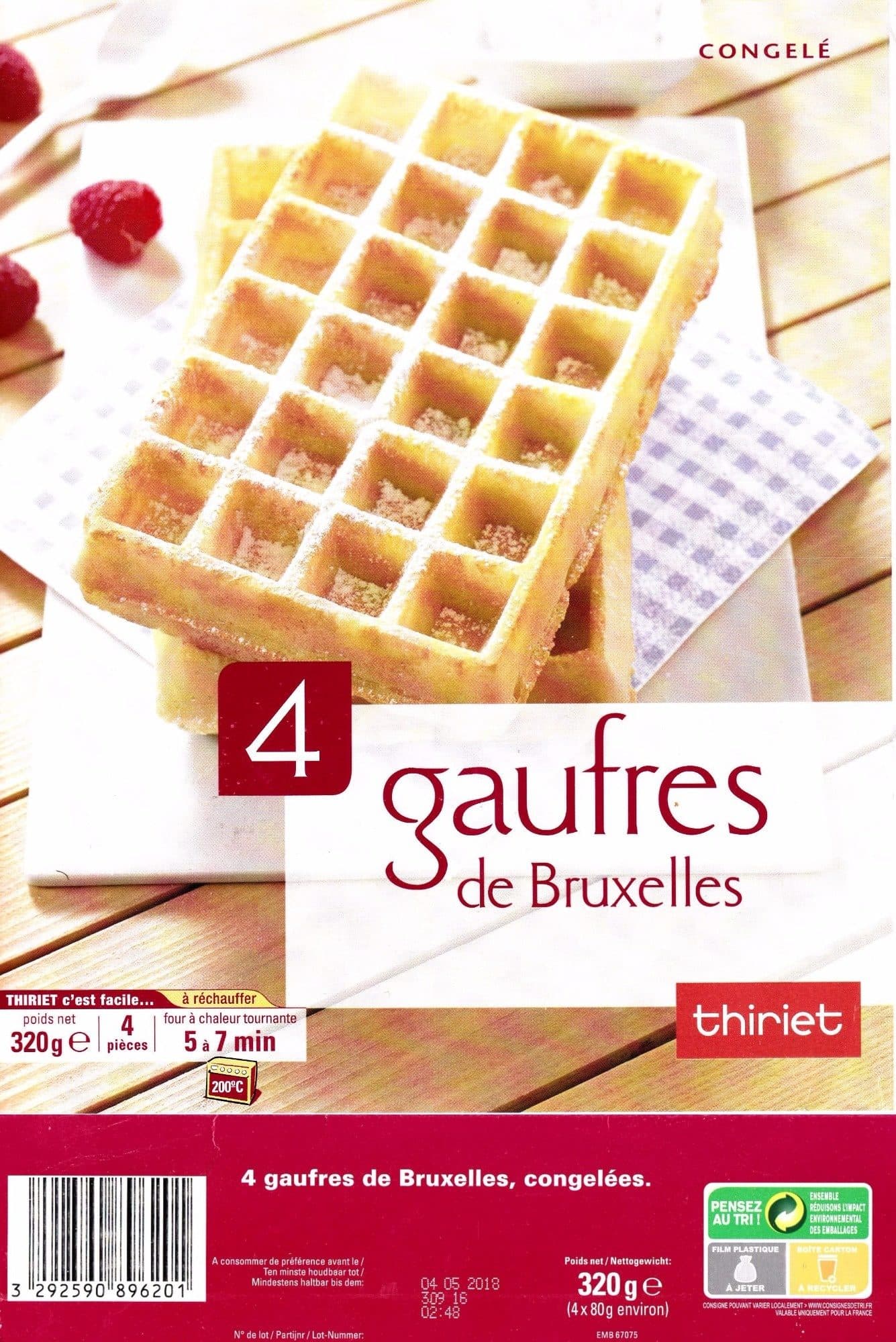 Thiriet 4 Gaufres de Bruxelles congelées packshot